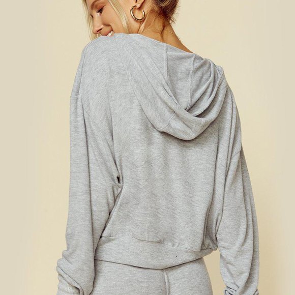 LNA Brushed Leo Hoodie in Heather Grey - Picture 2 of 2